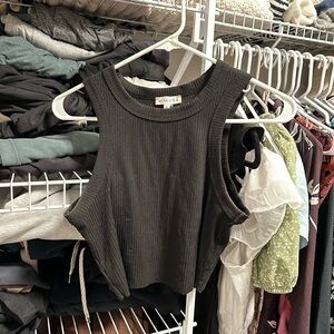 Black Ribbed cropped Women's Tank